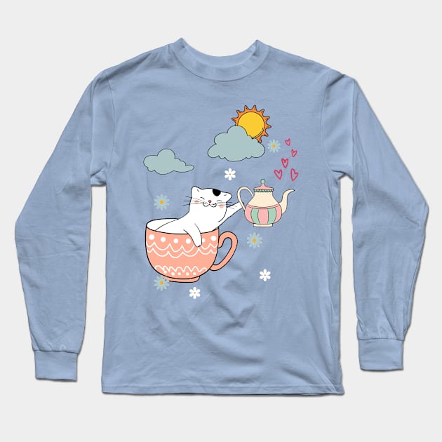 Tea Makes The Grey Clouds Go Away Long Sleeve T-Shirt by leBoosh-Designs